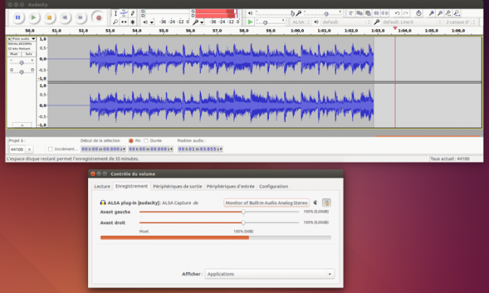 Audacity+Pavucontrol/Enregistrement