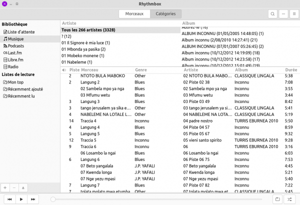 Fenêtre principale de Rhythmbox