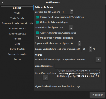Préférences - Éditeur