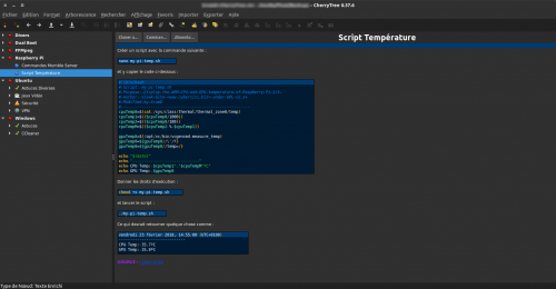 Exemple de l'interface de CherryTree en utilisation