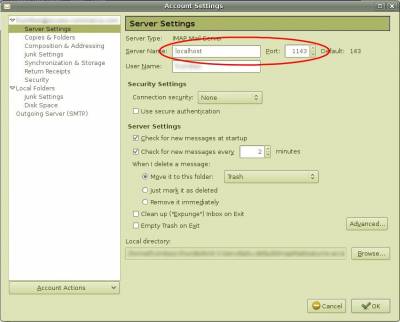 Configuration compte IMAP