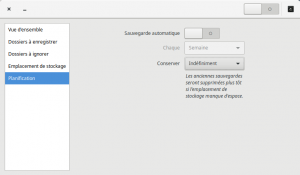 Rubrique « Planification » des sauvegardes