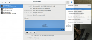 Menu de création de l'image de clonage disque