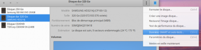 gnome-disks-3.28 : menu des disques