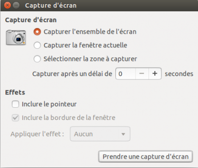 L'interface de Gnome Screenshot