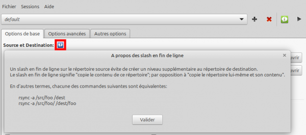 Grsync 1.3.0 : slash en fin de ligne