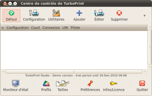 Centre de contrôle de TurboPrint