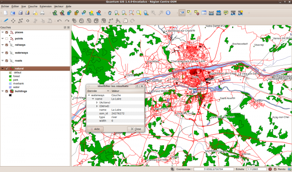 QGIS 1.4 sous Karmic (données OpenStreetMap)