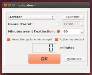 Fenêtre principale de qshutdown