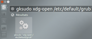 Saisissez l'instruction sous la forme « gksudo nom du programme » (ex : « gksudo xdg-open /etc/default/grub »).