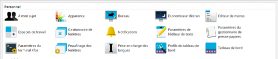 Paramètres XFCE - Personnel