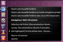 La fenêtre active est désormais indiquée d'un point dans la liste contextuelle d'un lanceur.