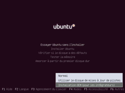 Sélectionnez le mode d'installation OEM